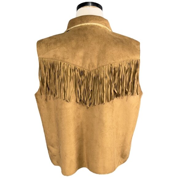 Vintage Valerie Stevens Womens Fringe Vest Faux Suede Shearling Lined Western L - Picture 3 of 9